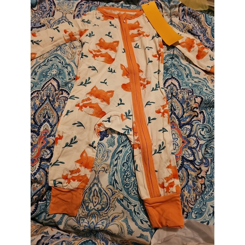 Bamboo  Sleepwear Orange Fox 3 To 6 Months